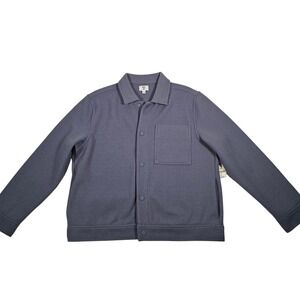 MODE OF ONE Men's Blue Asphalt Ribbed Knit‎ Button Front Shirt Jacket Size XL